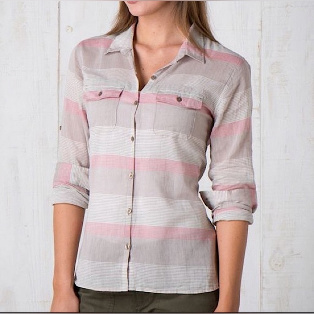 EUC- Toad & Co 'Airbrush Deco' Organic Cotton Buttondown w/Convertible Sleeve